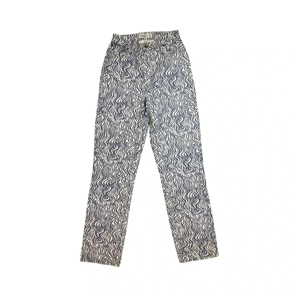 Abercrombie & Fitch Curve High Rise 90s Straight Jeans | Zebra | Size 26 / 2R - Picture 4 of 7